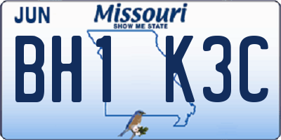 MO license plate BH1K3C