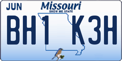 MO license plate BH1K3H