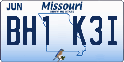 MO license plate BH1K3I
