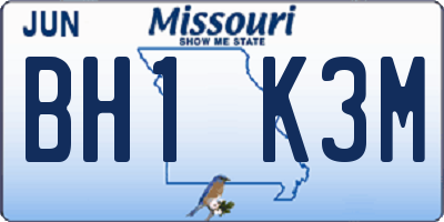 MO license plate BH1K3M