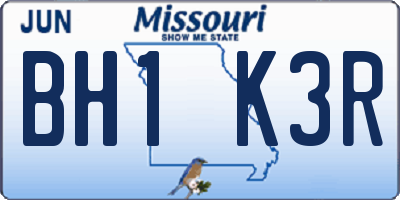 MO license plate BH1K3R