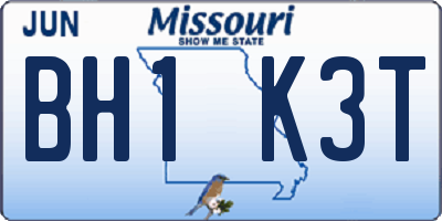 MO license plate BH1K3T