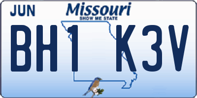 MO license plate BH1K3V