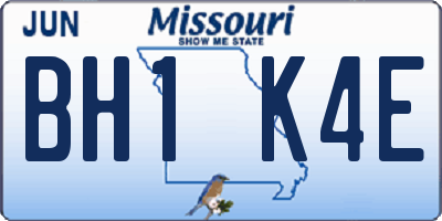 MO license plate BH1K4E