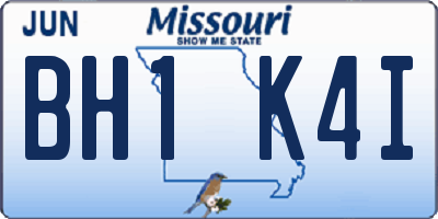 MO license plate BH1K4I