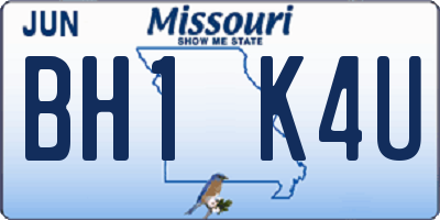 MO license plate BH1K4U