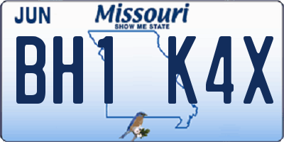 MO license plate BH1K4X