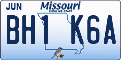 MO license plate BH1K6A