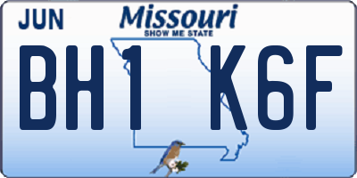 MO license plate BH1K6F