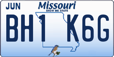 MO license plate BH1K6G