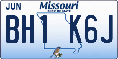 MO license plate BH1K6J