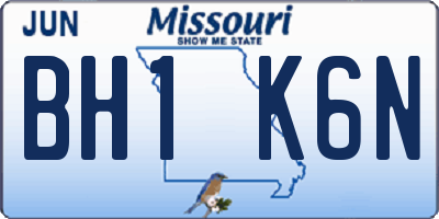 MO license plate BH1K6N