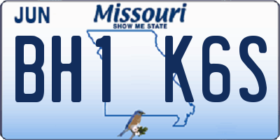 MO license plate BH1K6S
