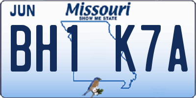 MO license plate BH1K7A