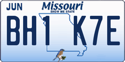 MO license plate BH1K7E