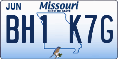 MO license plate BH1K7G