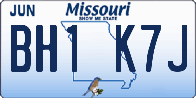 MO license plate BH1K7J