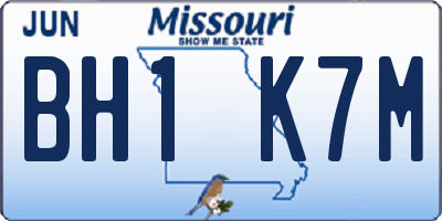 MO license plate BH1K7M