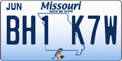 MO license plate BH1K7W