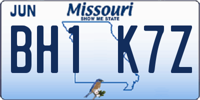 MO license plate BH1K7Z