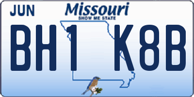 MO license plate BH1K8B