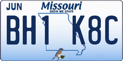MO license plate BH1K8C