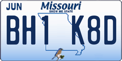MO license plate BH1K8D