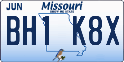 MO license plate BH1K8X