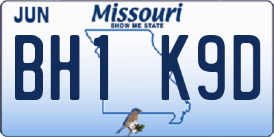 MO license plate BH1K9D
