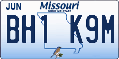 MO license plate BH1K9M