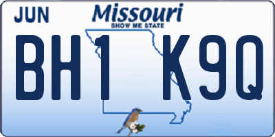 MO license plate BH1K9Q