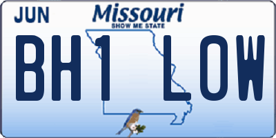 MO license plate BH1L0W