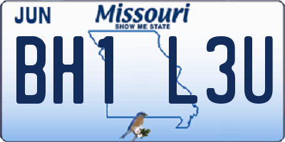 MO license plate BH1L3U