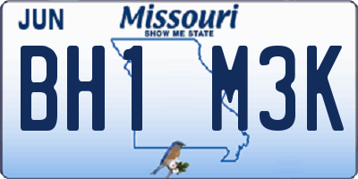 MO license plate BH1M3K