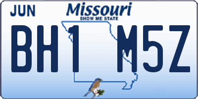 MO license plate BH1M5Z