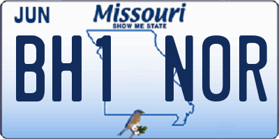 MO license plate BH1N0R