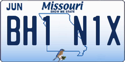 MO license plate BH1N1X