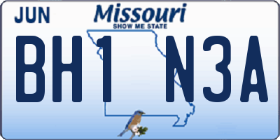 MO license plate BH1N3A
