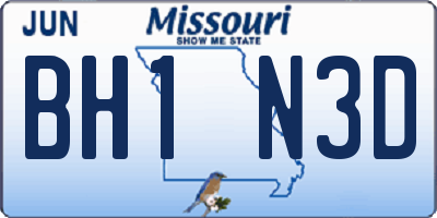 MO license plate BH1N3D