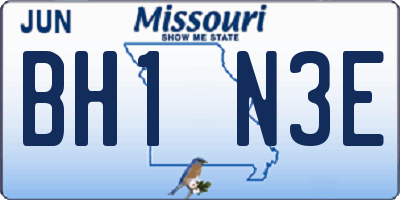 MO license plate BH1N3E