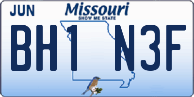 MO license plate BH1N3F