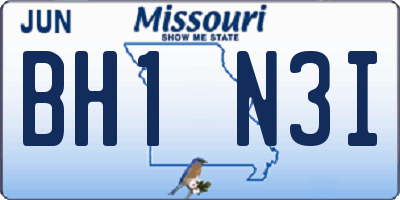MO license plate BH1N3I