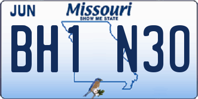 MO license plate BH1N3O