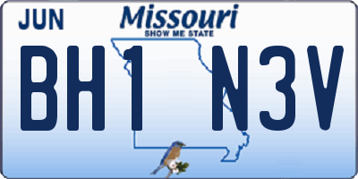 MO license plate BH1N3V