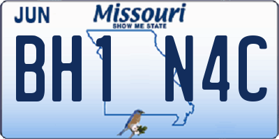 MO license plate BH1N4C