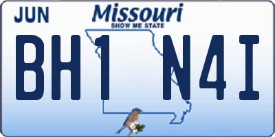 MO license plate BH1N4I