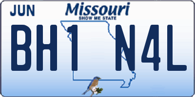 MO license plate BH1N4L
