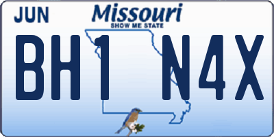 MO license plate BH1N4X