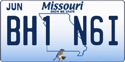 MO license plate BH1N6I