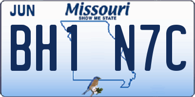 MO license plate BH1N7C